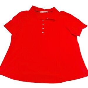 Lee Riders Instantly Slims You Bright Red Polo Shirt 1X EUC